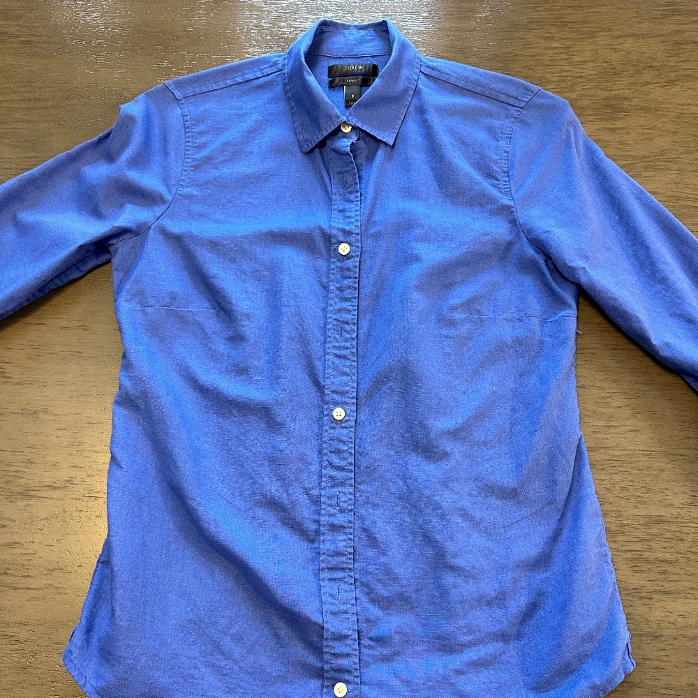 Women's royal blue linen JCrew shirt